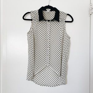 Cream & black polka dot chiffon blouse